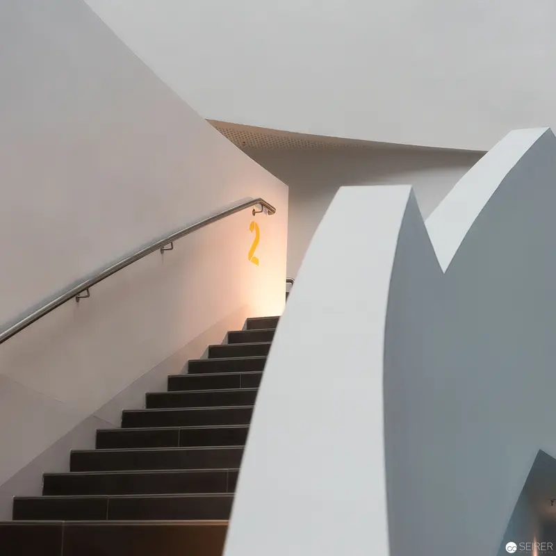 Minimalist Architectural Staircase with Geometric Shadows and Soft Illumination