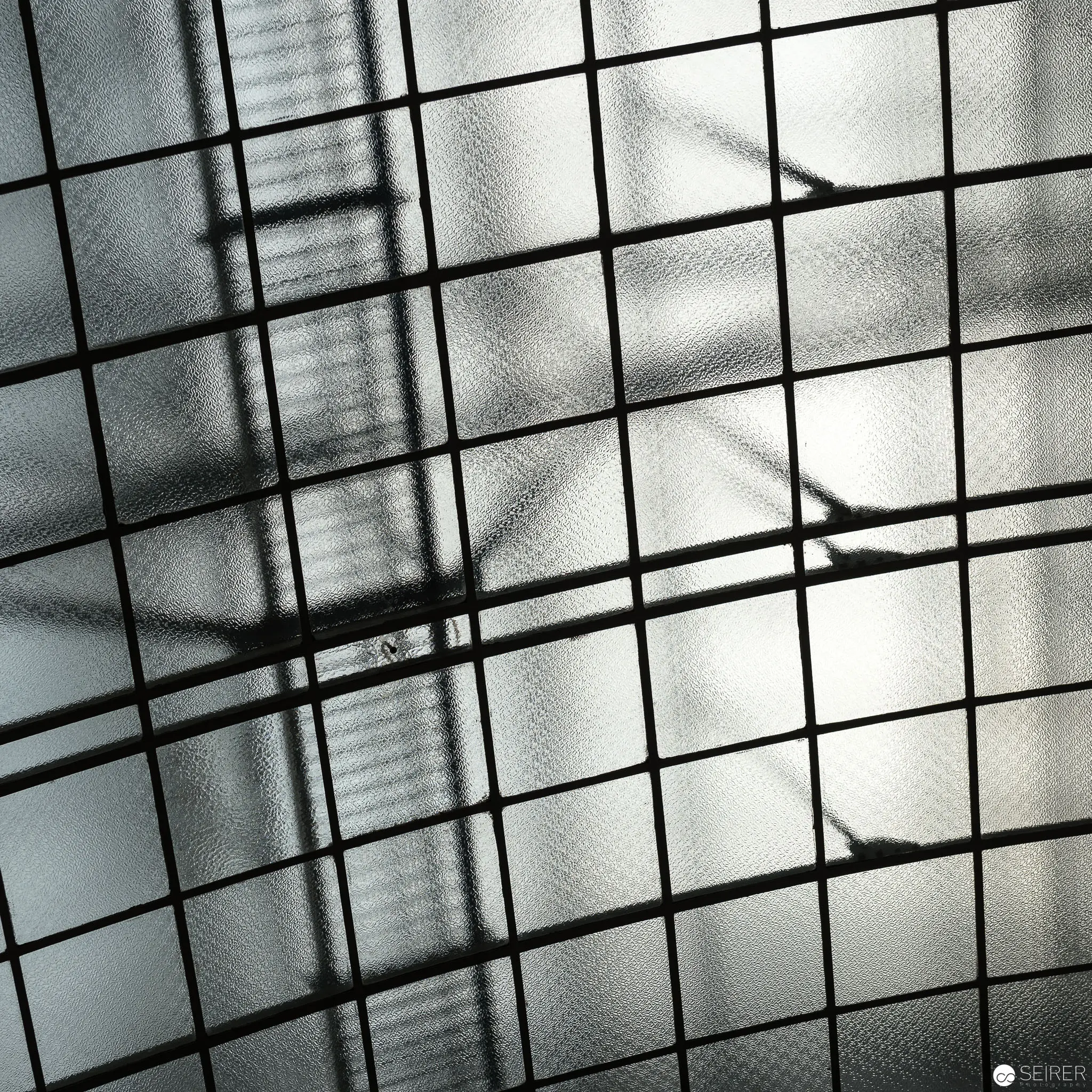 Abstract Geometric Composition with Wire Grid and Shadowy Textures
