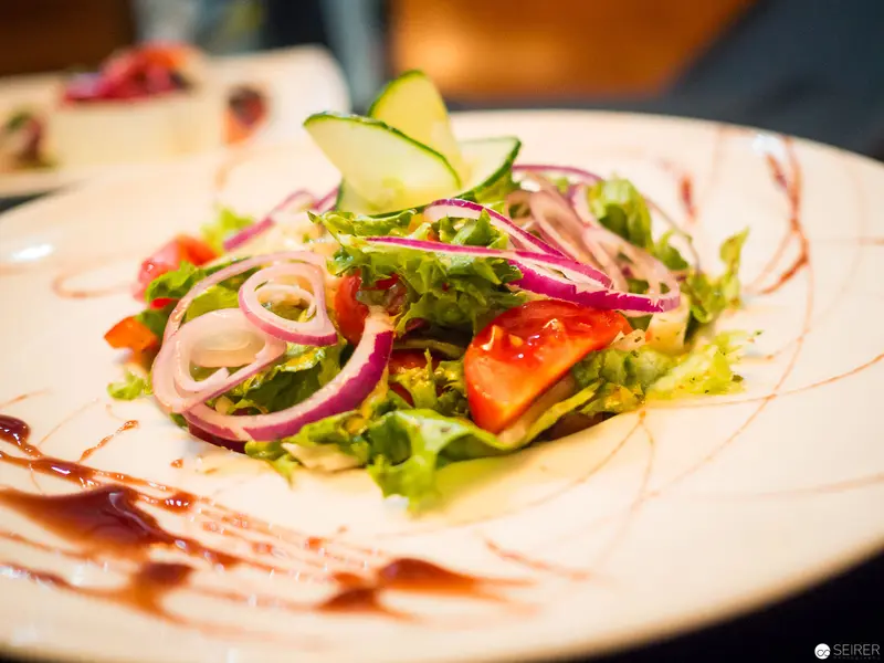 Vibrant Gourmet Salmon Salad at Benjaminis Restaurant in Vienna