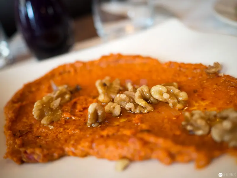 Caramelized Sweet Potato Purée Garnished with Toasted Walnuts