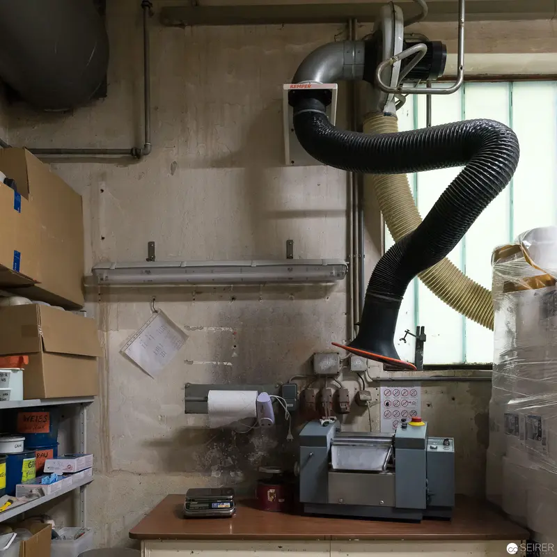Workshop Interior of Riess Enamel Manufactory with Industrial Ventilation System