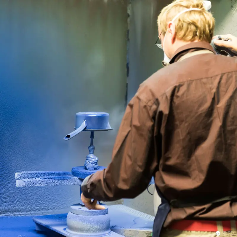 Friedrich Riess Demonstrating Enamelwork Technique at Riess Emaille Manufaktur