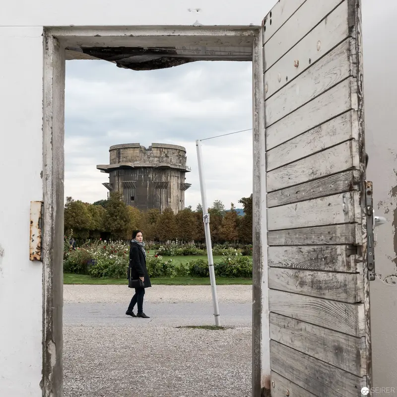 Concrete Portal Framing Wartime Flak Tower in Vienna's Augarten Park