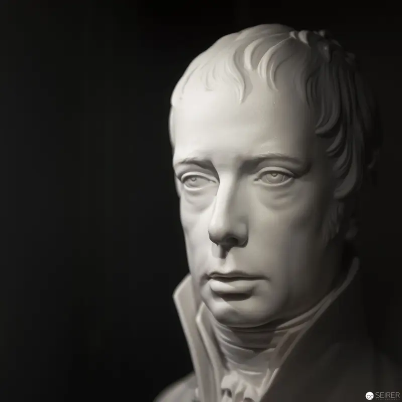 White Marble Bust of Contemplative Gentleman in Neoclassical Style