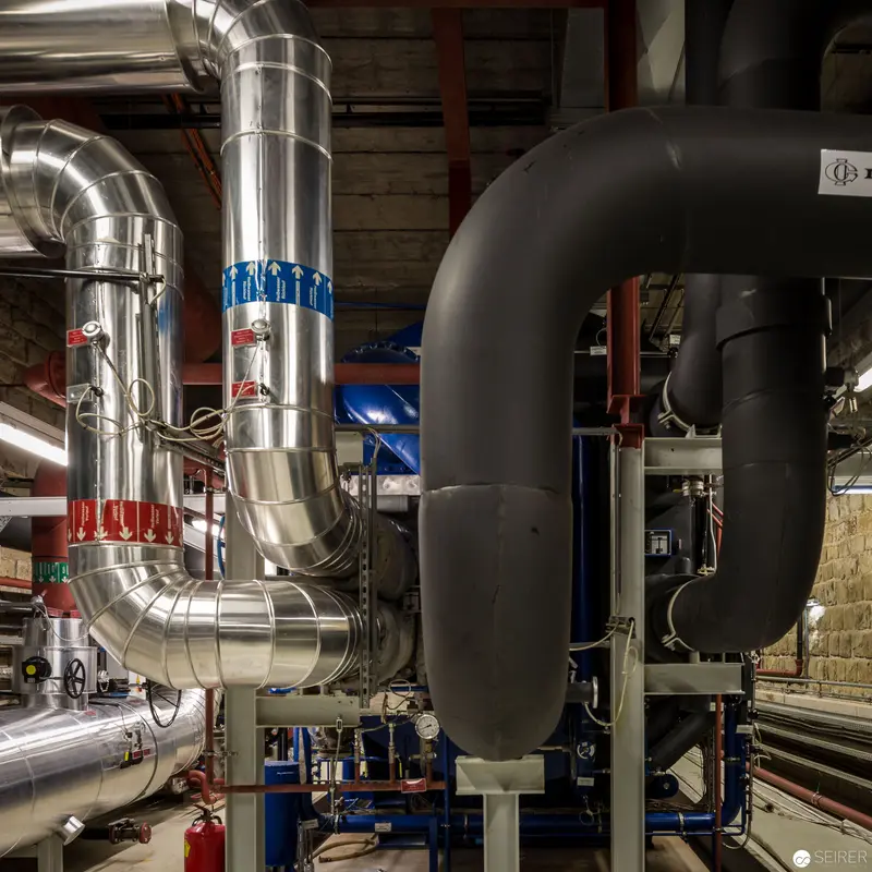 Industrial Infrastructure: Intricate Piping Network at Spittelau Waste Incineration Plant