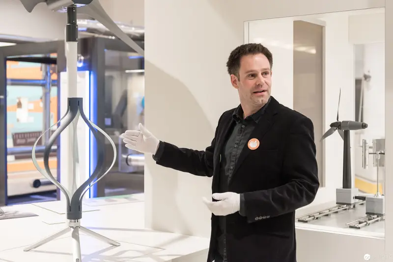 Teamleitung Bernhard Schmidt Presenting at ON/OFF Exhibition, Technical Museum Vienna