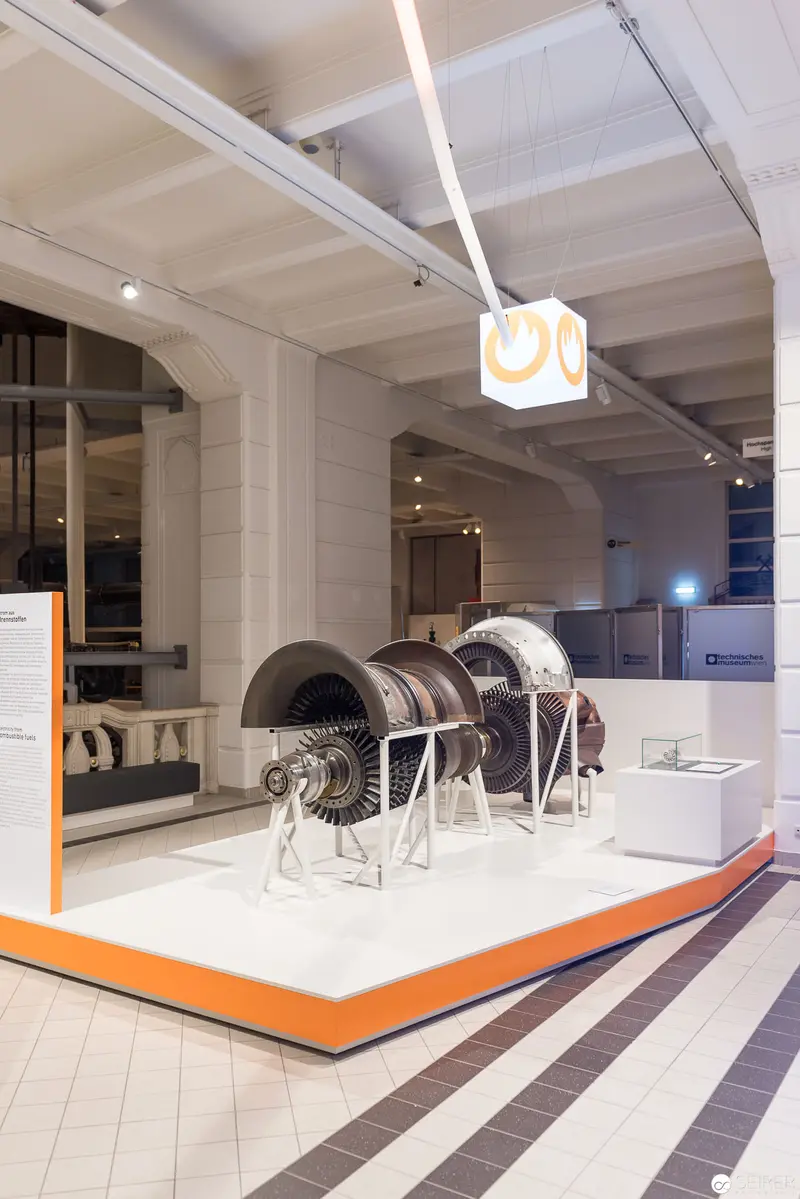 ON/OFF Exhibition Display of Industrial Turbine at Technical Museum Vienna