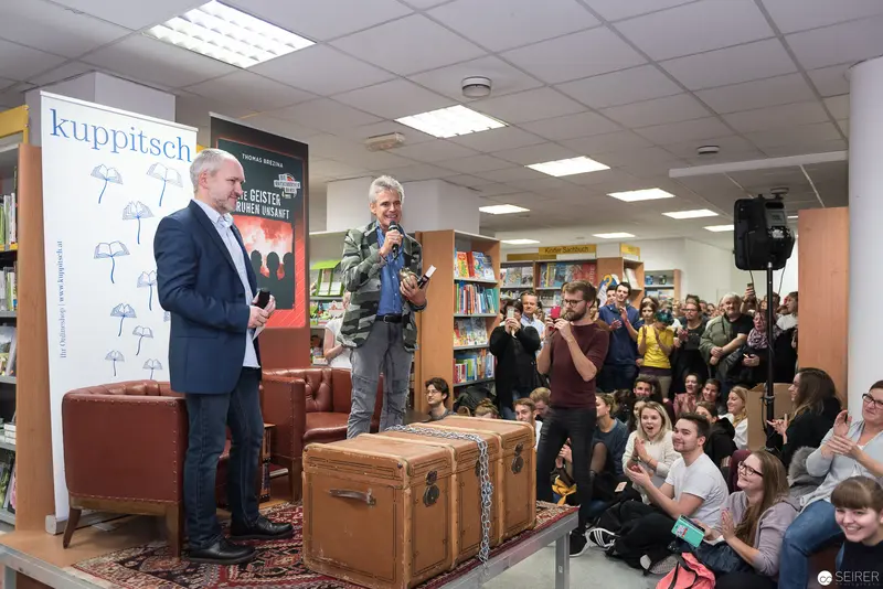 Thomas Brezina Book Presentation for "Alte Geister ruhen unsanft" at Kuppitsch Bookstore