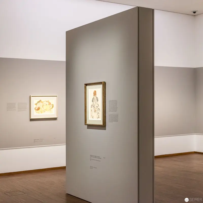 Maria Lassnig Exhibition: Minimalist Gallery Installation with Framed Artwork