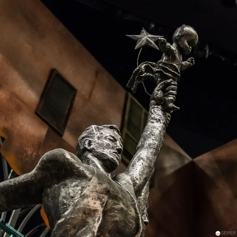 Bronze Theatrical Statue with Star Emblem at Ronacher Theater, Vienna