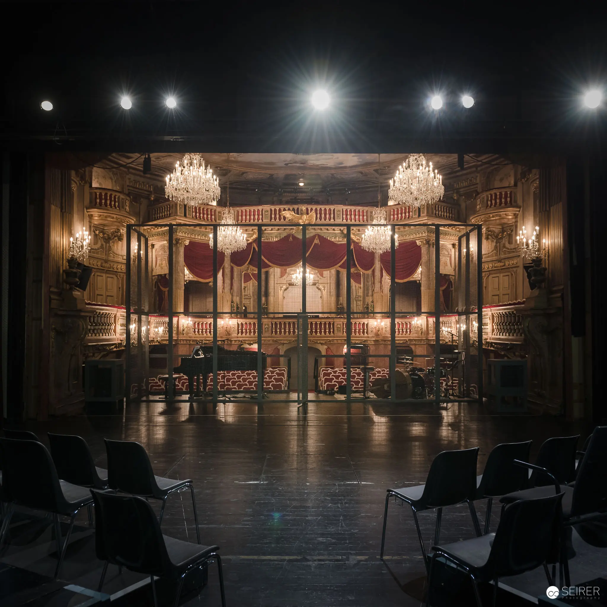 Ornate Baroque Theatre Interior at Max Reinhardt Seminar with Dramatic Lighting