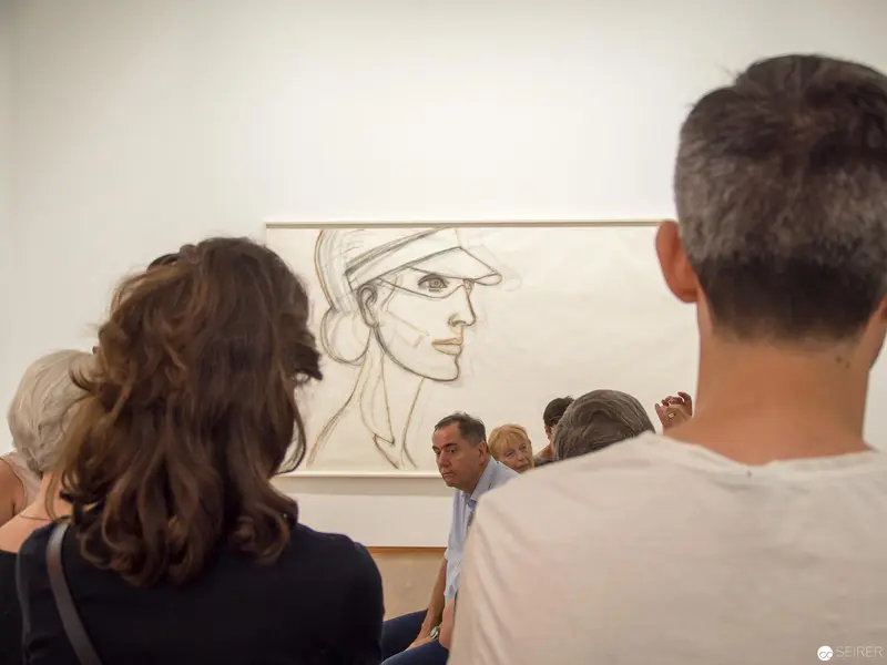 Visitors Observing Sketch at Albertina's "LOOK - New Acquisitions" Exhibition