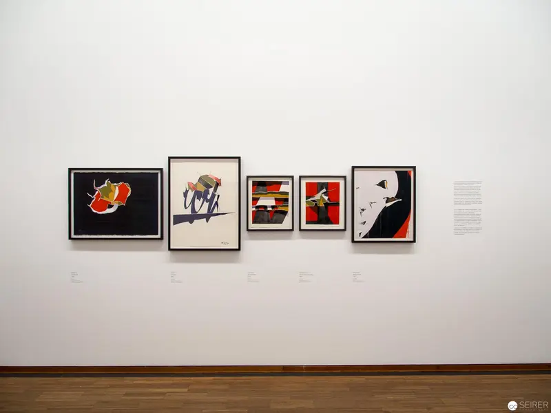 Albertina Museum Exhibition: Modernist Graphic Art Display in Minimalist Gallery Setting