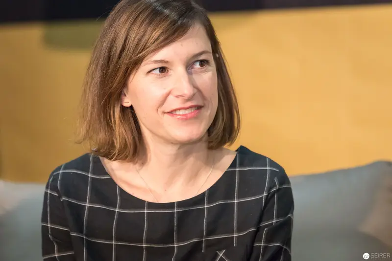 Author Portrait at Buch Wien 2017 Literary Event in Checkered Blouse