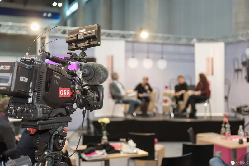 ORF Television Camera Capturing Panel Discussion at Book Wien 2017 Event