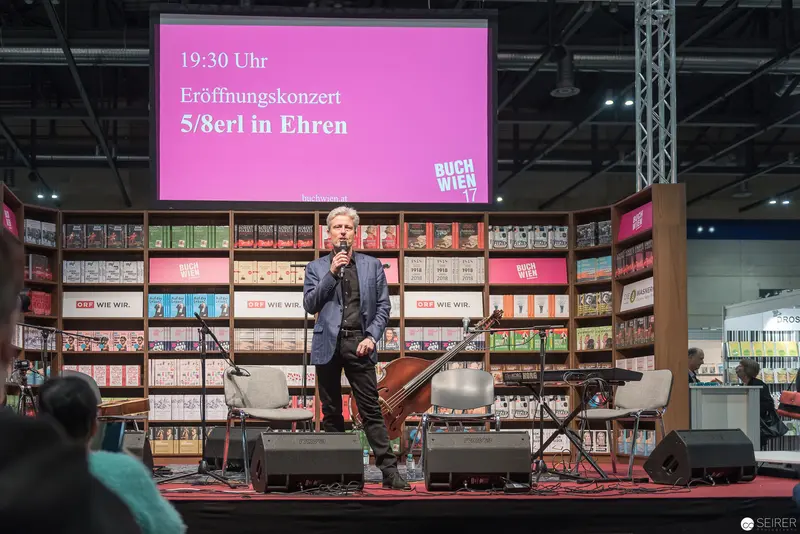 Buch Wien 2017 Opening Concert: Performer on Stage at Literary Festival
