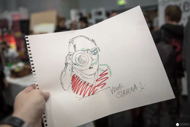 Sketch of a Photographer with Headphones at Visual Stamina Event