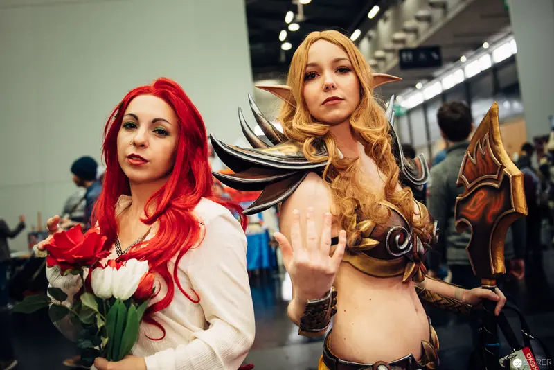 Cosplay Performers at Convention Showcase Fantasy Character Costumes