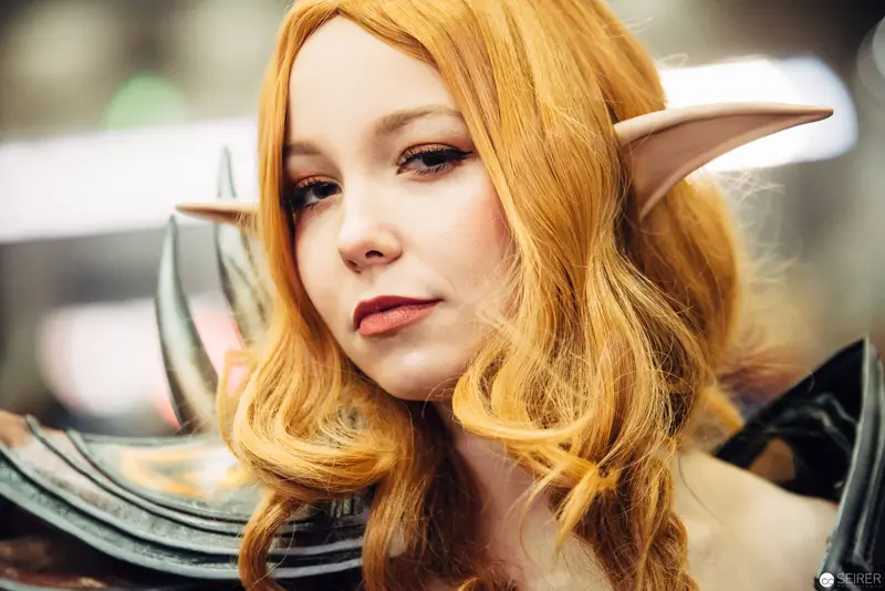 Fantasy Cosplay Portrait of Blonde Elf with Pointed Ear Prosthetic