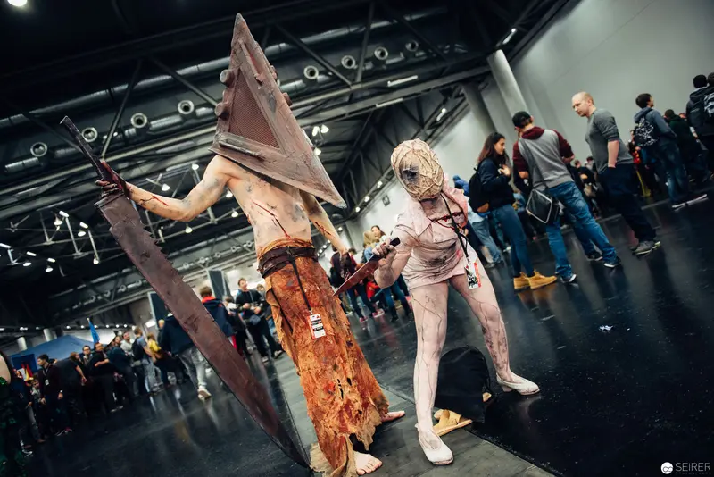 Cosplay Performance of Silent Hill Pyramid Head Characters at Convention