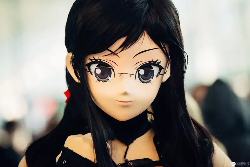 Anime-Style Portrait with Glasses and Black Hair in Photographic Medium