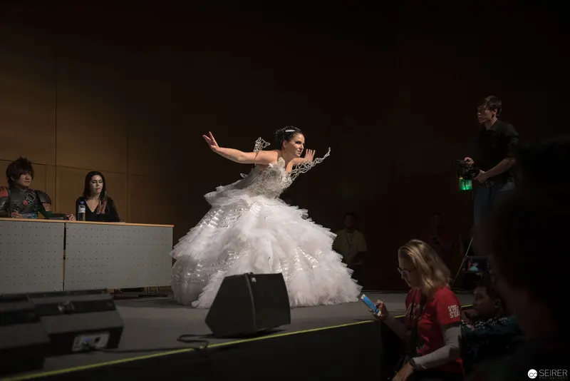 Dramatic Wedding Runway Performance with Theatrical Staging and Dramatic Pose