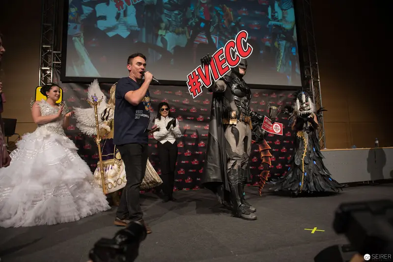 VIECC Cosplay Stage: Performers in Elaborate Costumes at Comic Convention