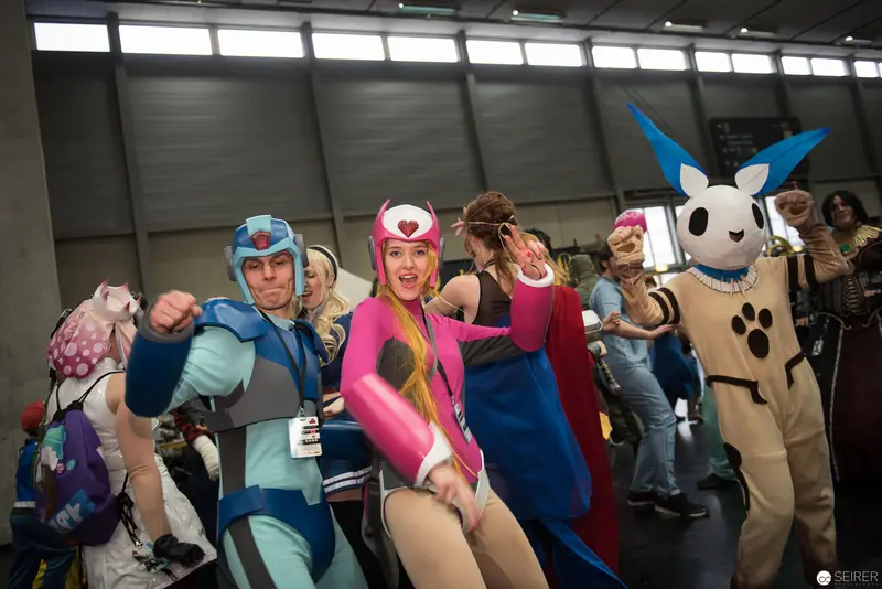 Cosplay Convention Participants in Dynamic Superhero and Character Costumes