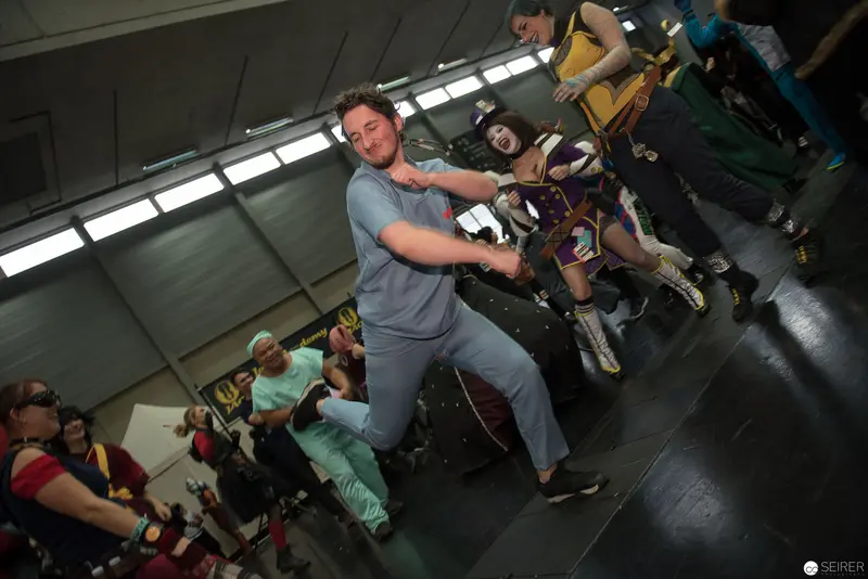Roller Skating Performance with Dynamic Movement in Indoor Arena