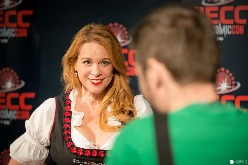 Chase Masterson in Dirndl at Vienna ComicCon 2017 Press Event