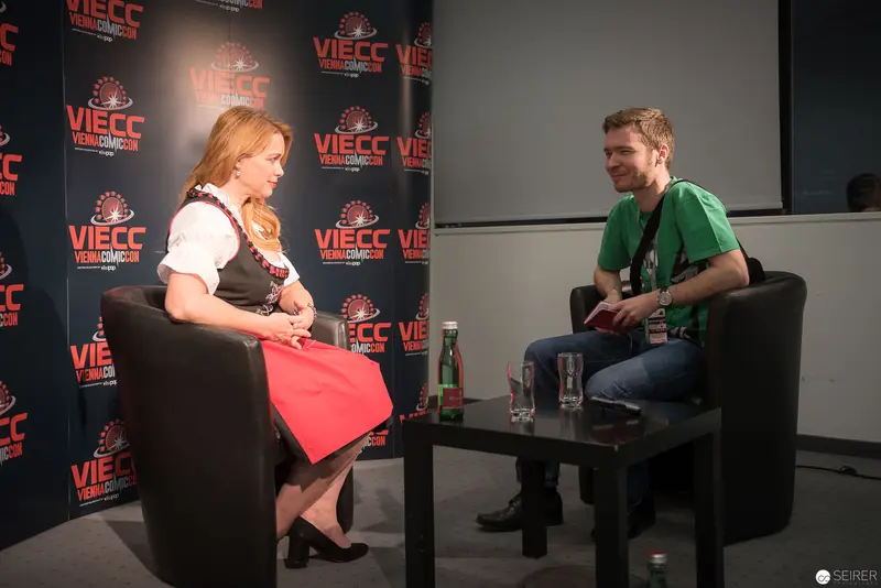 Chase Masterson and Max Grodenchik at Vienna ComicCon 2017 Interview Panel