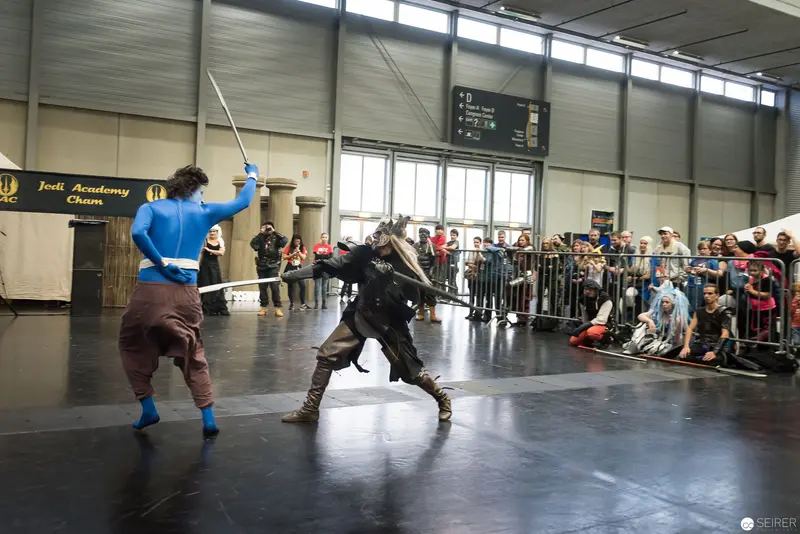 Historic Fencing Demonstration at Jedi Academy Clash with Two-Sword Performers