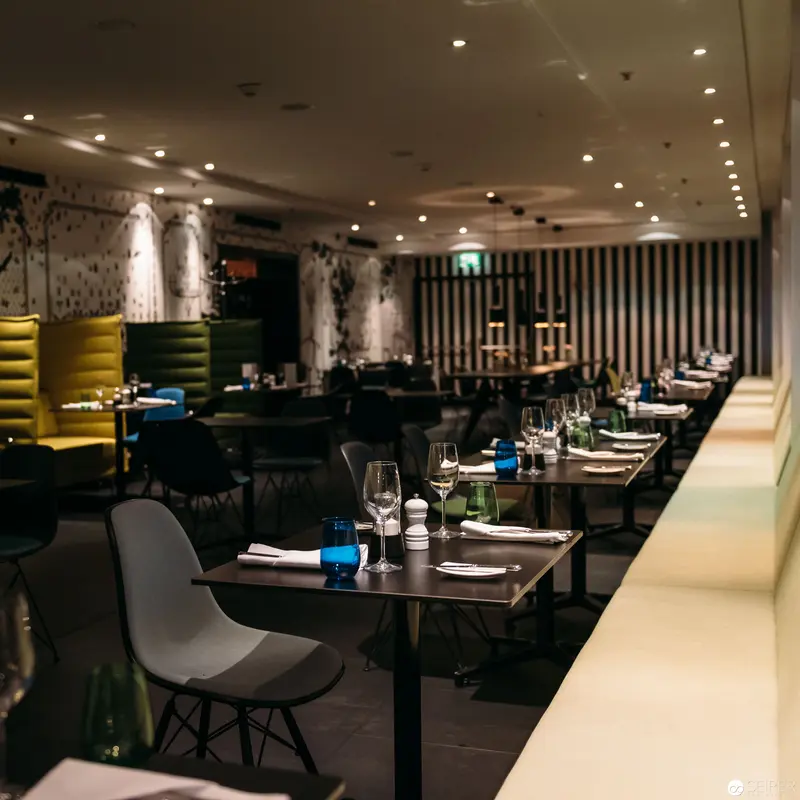 Intimate Dining Space at Contemporary Urban Restaurant with Modern Design Elements