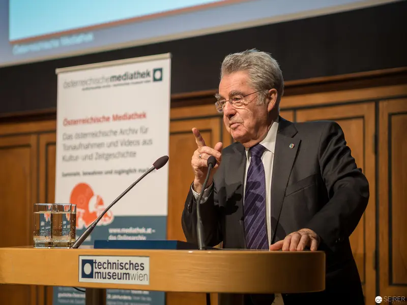 Senior Official Speaking at Technical Museum Vienna Podium Event