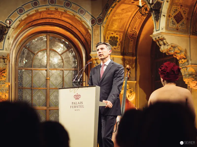 Political Address at Palais Ferstel with Ornate Baroque Interior