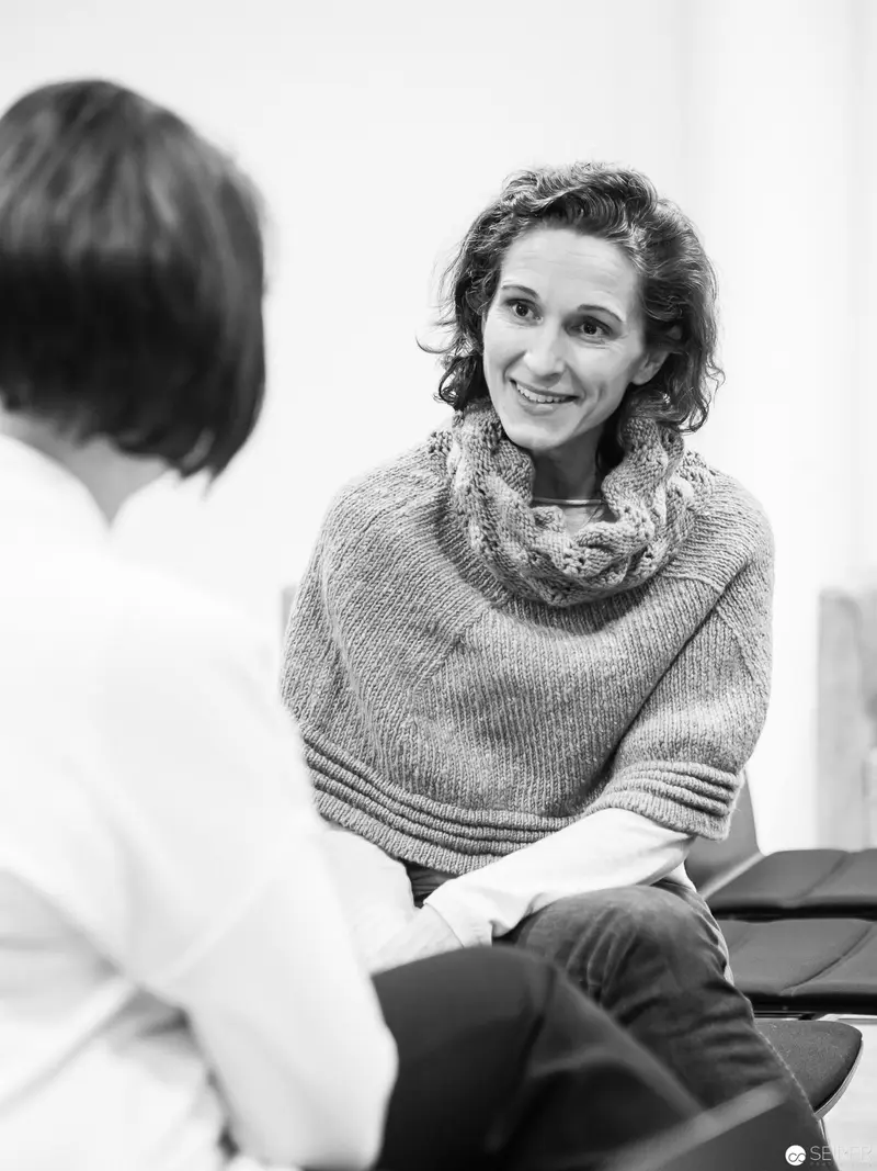Melanie Laibl in Reflective Conversation: Black and White Portrait Session