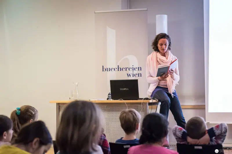 Melanie Laibl Reading at Büchereien Wien Public Library Event