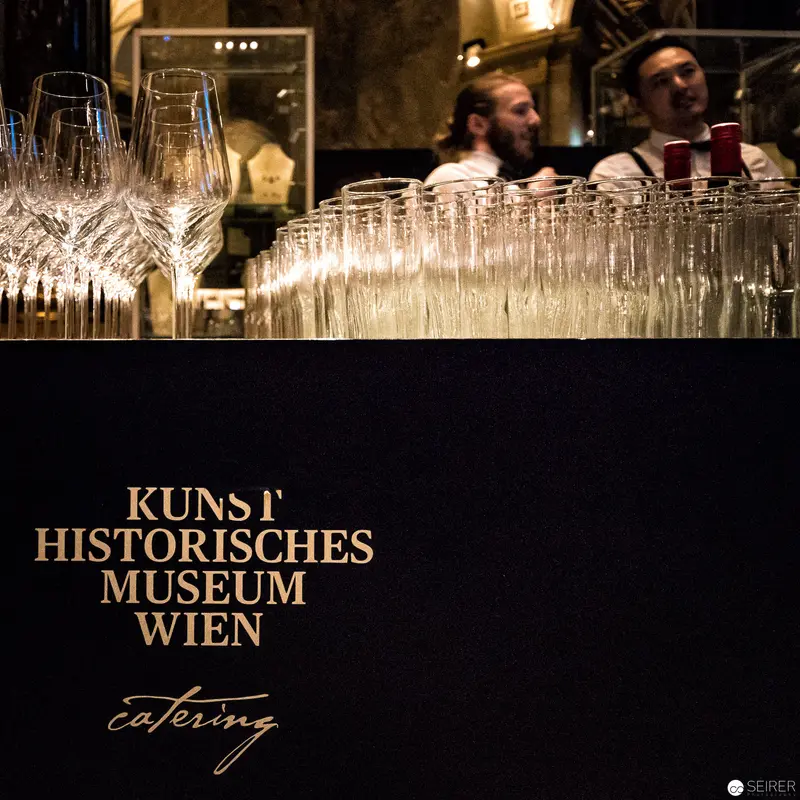 Crystal Glassware Display at Kunsthistorisches Museum Wien Catering Event