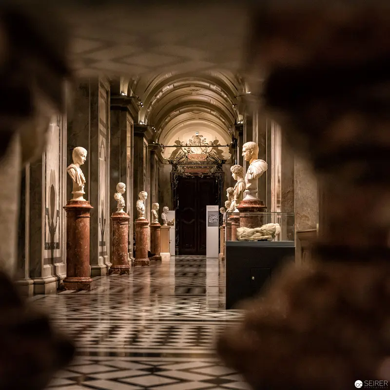 Marble Busts in Vaulted Hallway of Kunsthistorisches Museum Vienna