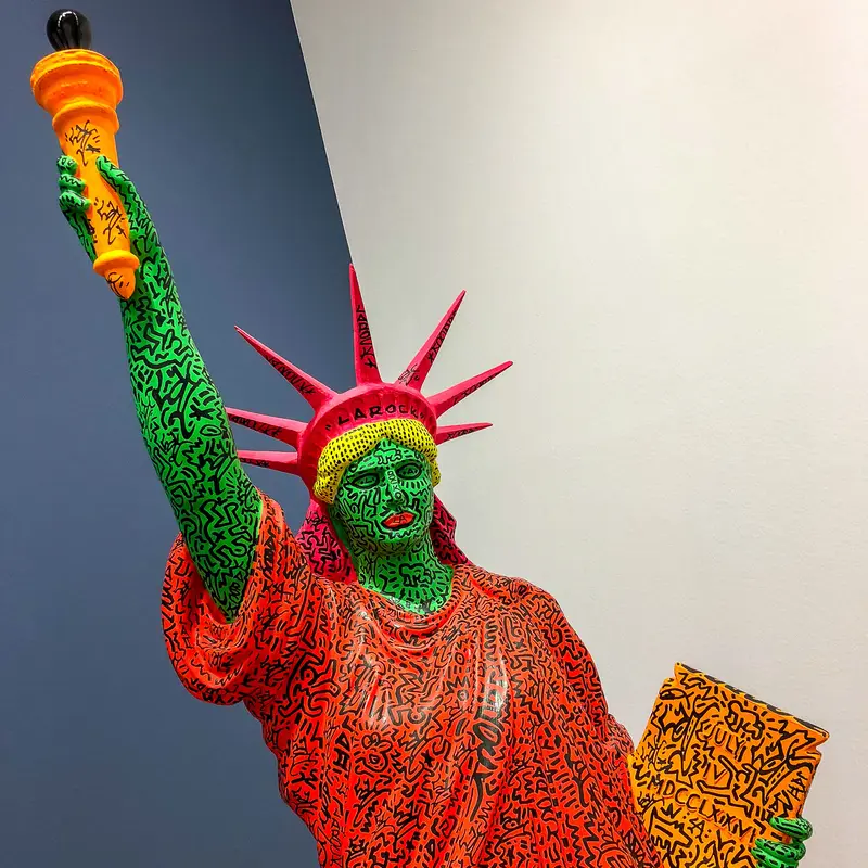 Psychedelic Statue of Liberty Reimagined in Vibrant Street Art Style