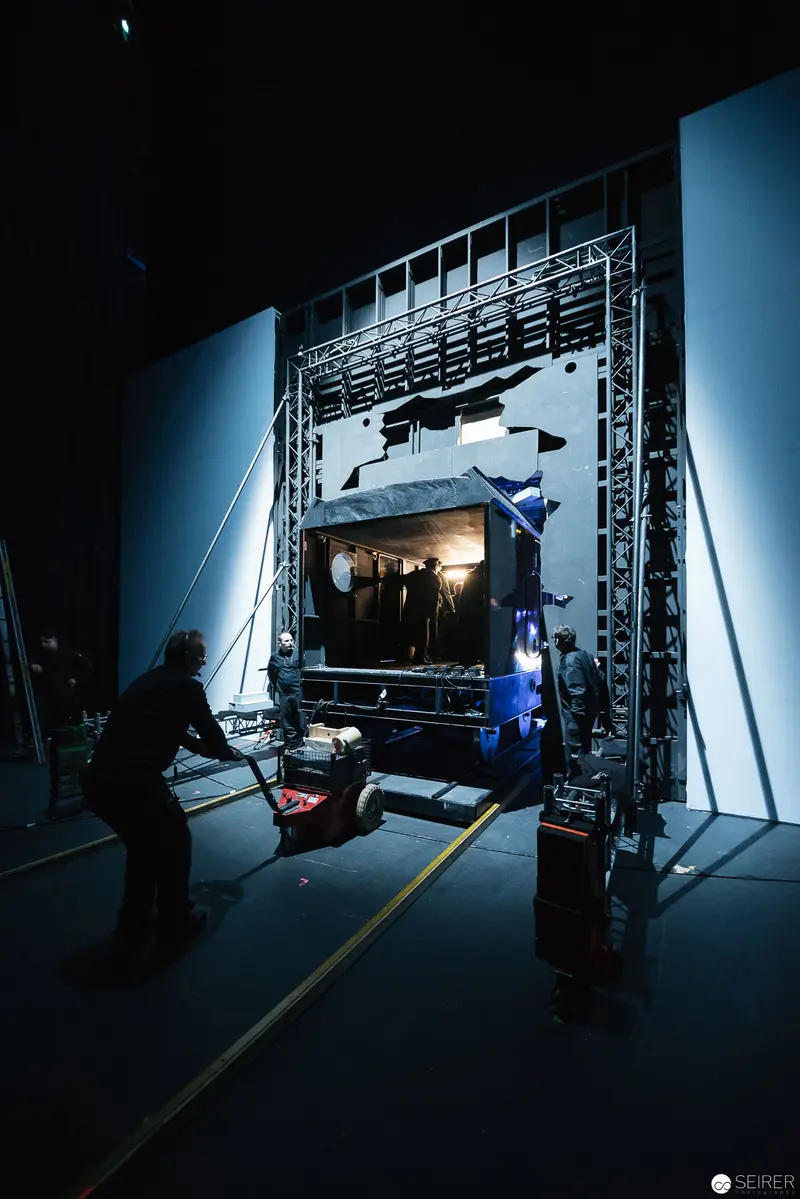 Backstage Machinery and Lighting Technicians During "Besuch der alten Dame" at Theater an der Wien