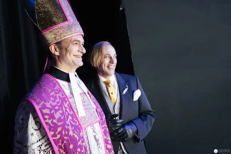 Theatrical Performance at Theater an der Wien: Actors in Ecclesiastical and Formal Attire
