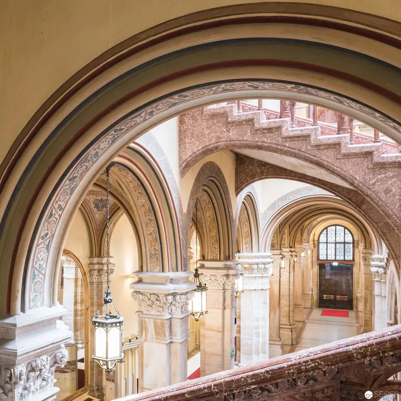 Architectural Interior of Ornate Gothic Revival Archway with Intricate Stonework