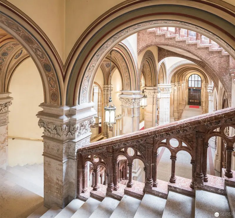 Ornate Gothic Revival Interior with Intricate Arched Architectural Details