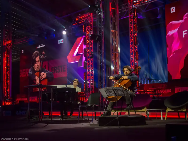 4GameChangers Festival: Cellist Performing on Dramatic Illuminated Stage