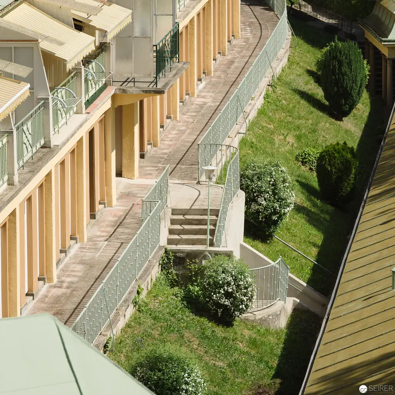 Architectural Landscape of Thermal Bath Complex at Bad Vöslau with Geometric Green Spaces