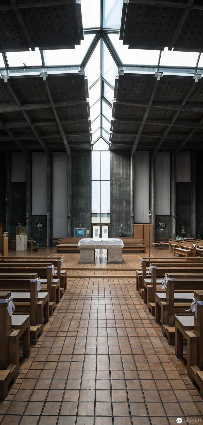 Modernist Church Interior at Pfarre Oberbaumgarten, Vienna's 14th District