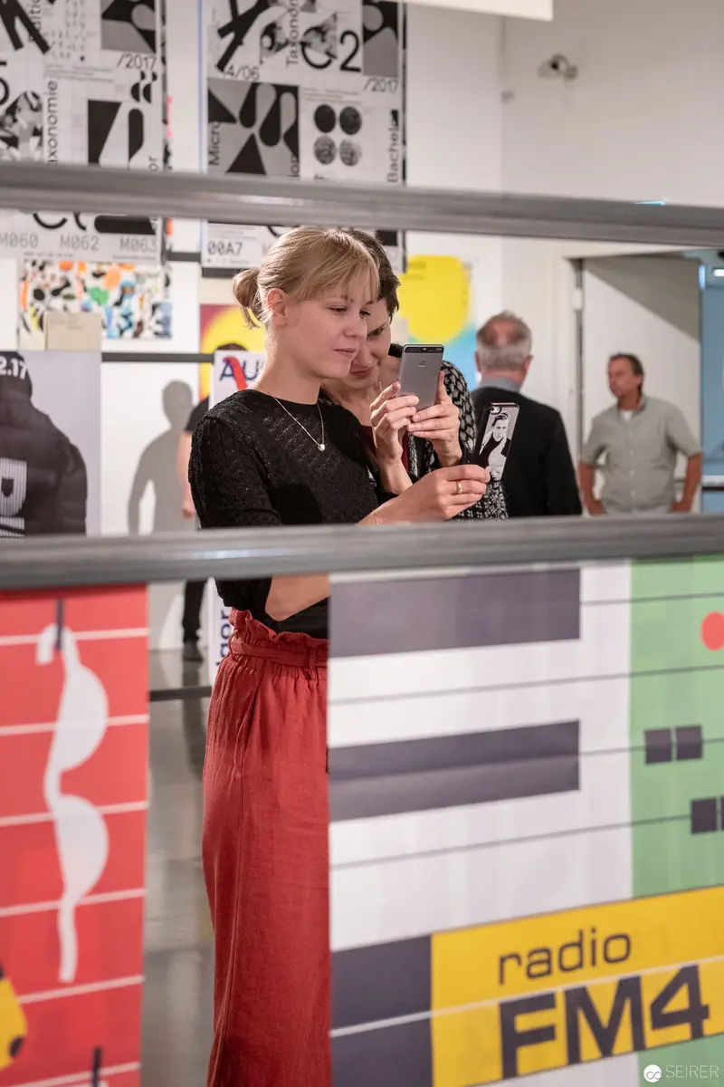 Radio FM4 Event: Woman in Red Skirt at 100 Beste Plakate 17 Exhibition