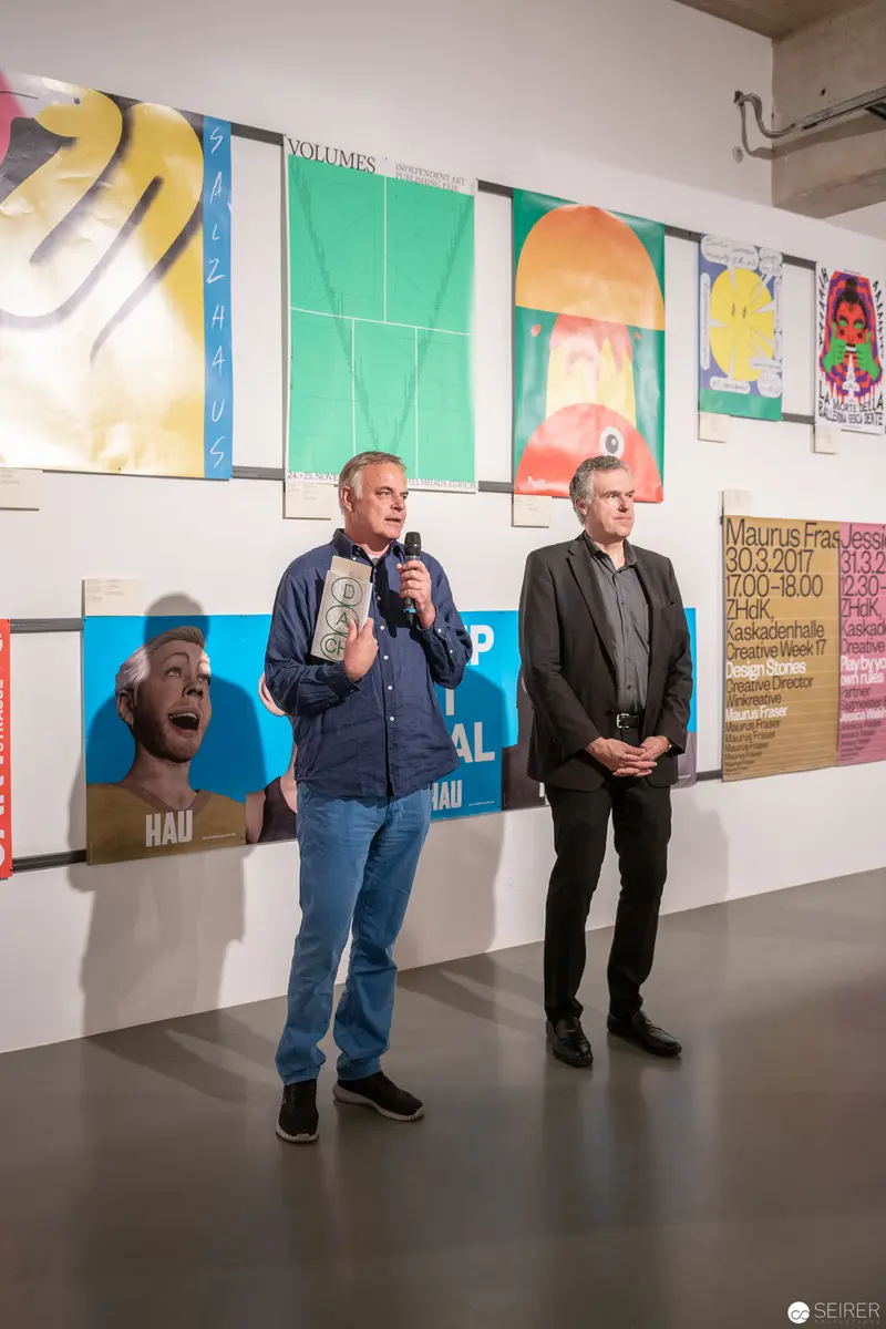 Two Curators at 100 Beste Plakate 17 Exhibition at MAK, Vienna