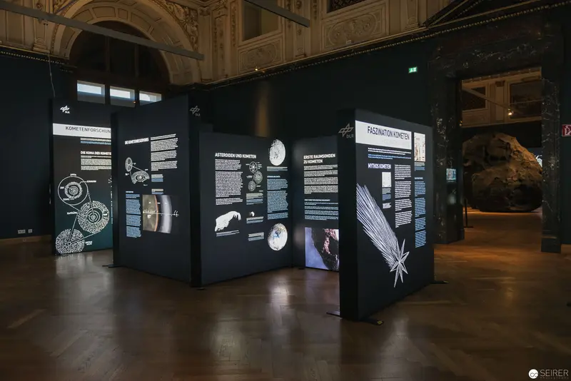 Asteroid Day Exhibition View at Natural History Museum Vienna, Immersive Scientific Display